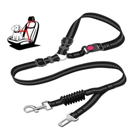 Crossarctic Dog Seat Belt, Updated Dual-Use Dog Seatbelt for Vehicle Headrests, Dog Car Leash for Dog car seat Cover - Bungee Retractable Adjustable for Your Pet, Pet Safety Car Harness