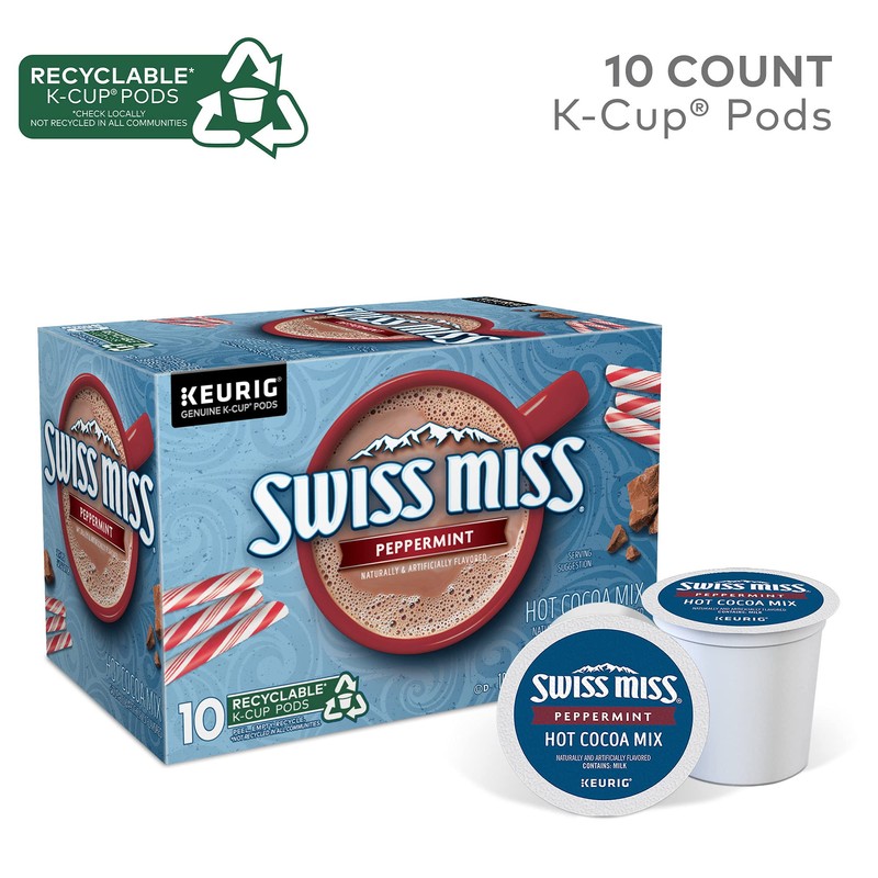 Swiss Miss Peppermint Hot Cocoa, Keurig Single-Serve K-Cup Pods, 10