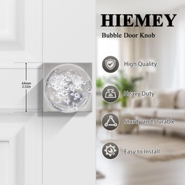 HIEMEY Glass Door Knobs Interior with Lock, Crystal Door Knobs Round Privacy Clear Bubble for Bed Bath Brushed Nickel