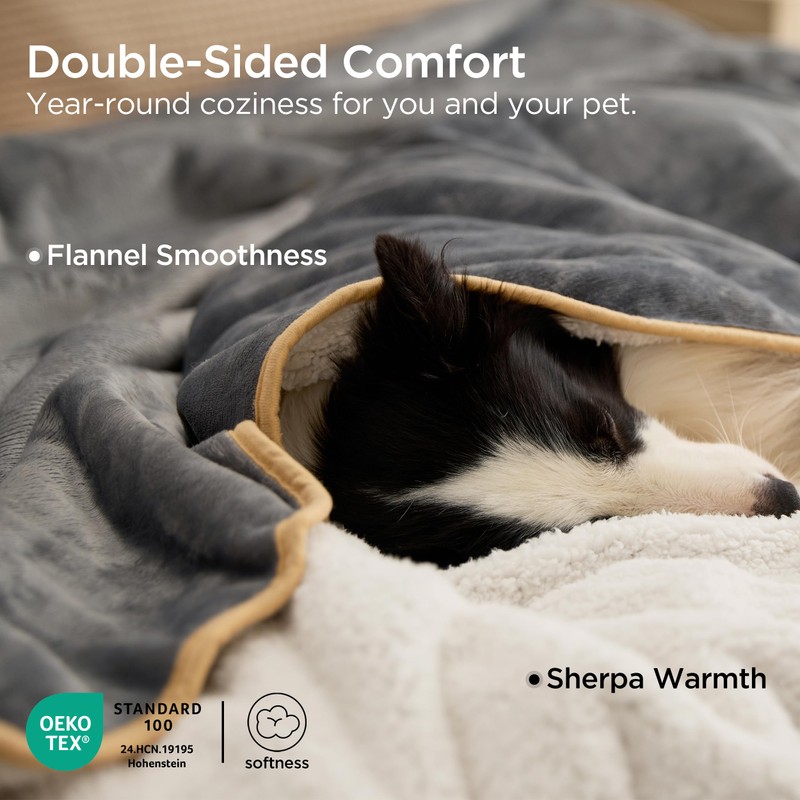 Bedsure Waterproof Blanket for Bed - Sherpa Fleece Waterproof Dog