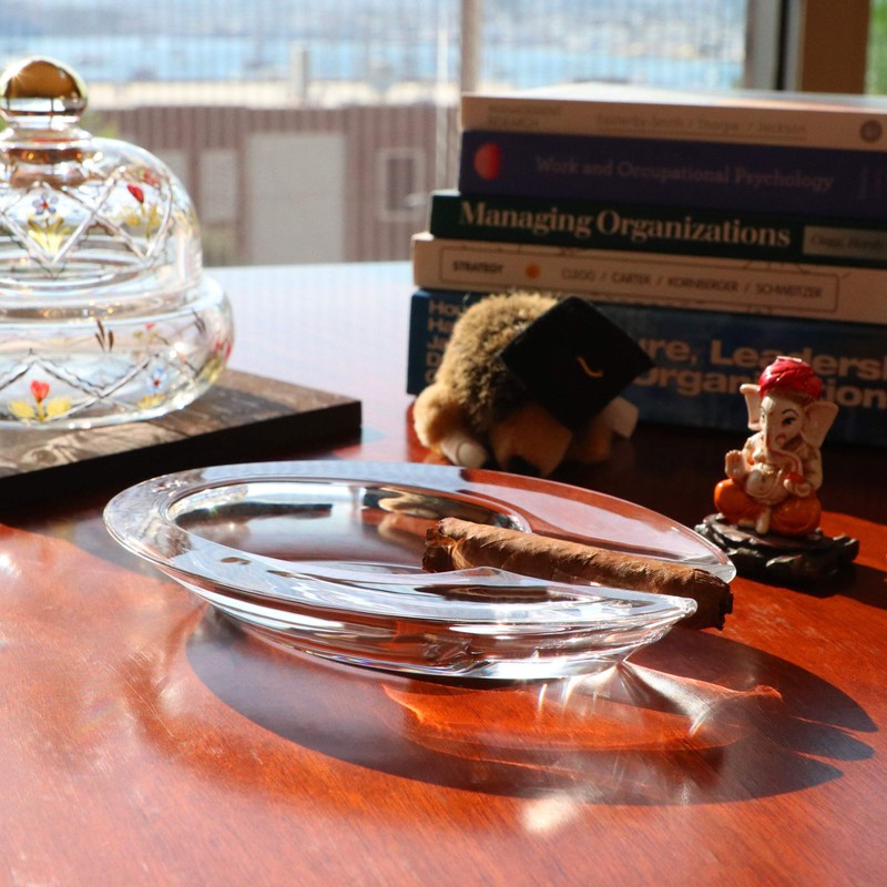 Pasabahce Crystal Glass Ashtray Patio Heavy Handmade Luxury Outdoor Indoor