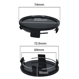 GisWell Set of 4 Hub Caps, 75 mm, Wheel Hub Caps, Black Wheel Hub Caps, Compatible with Mercedes, Includes Screwdriver and 4 Green Valve Caps