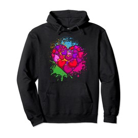 Love Colorful Heart Shape Elegant Heart Pullover Hoodie