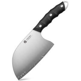 FINTISO Meat Cleaver Knife, 6.5 Inch Sharp Serbian Chef Knife, Kitchen Knives with 5-Layer High Carbon Stainless Steel for Meats Vegetables, Butcher Knife with Ergonomic Full Tang G10 Handle
