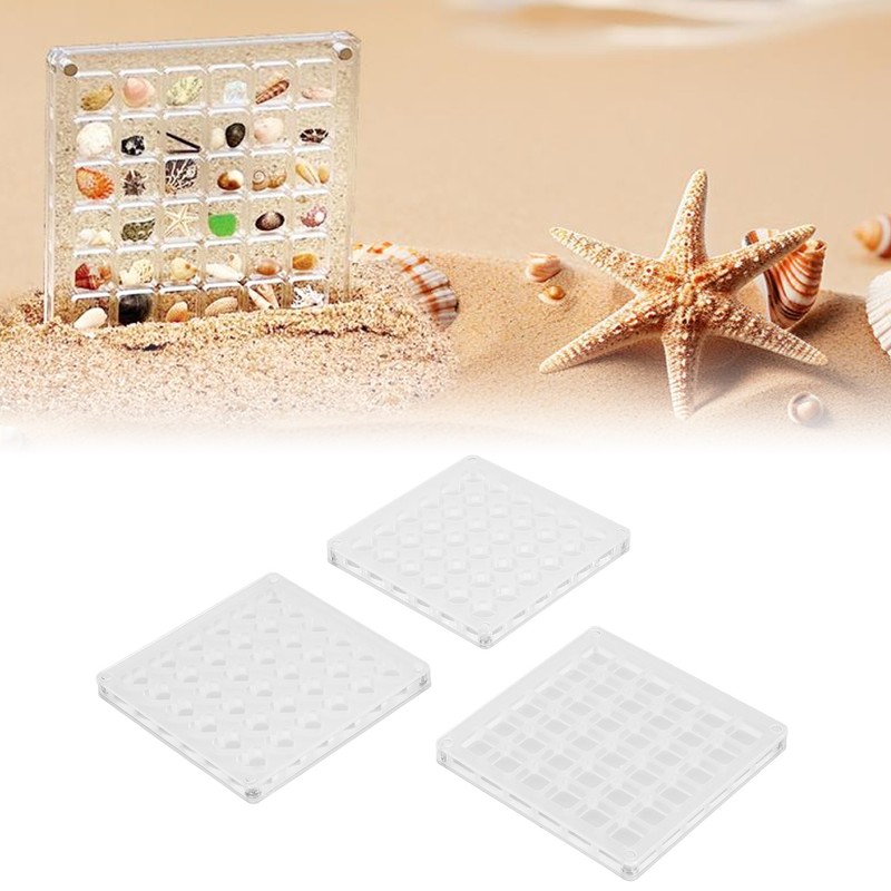 3pcs 36 Grids Acrylic Magnetic Shell Display Case Decorative Shell