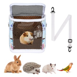 Guinea Pig Carrier Bag with Water Bottle，Travel Portable Small Animal Carrier Sling Pouch, Clear Window Carrier Backpack for Hamster Bunny Gerbil Hedgehog Sugar Glider Lizard Bird.(Blue)