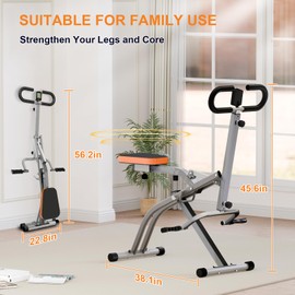 RIVANO Squat Machine, Ab Workout Equipment, 265lbs Loading Capacity Rowing Machines for Home Foldable with Adjustable Resistance Bands and Display, Exercise Trainer for Botty Butt Thighs, Grey