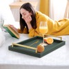 XIGEXIGE Green Decorative Serving Tray,Rectangular Tray for Coffee Table,Faux Leather
