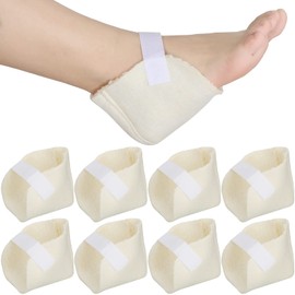 Sosation 8 Pairs Heel Protectors Sheepskin Adjustable Heel Protectors for Pressure Sores Fleece Soft and Comfort Cover for Sitting or in Bed Cushions Pads for Boot Ankle Foot