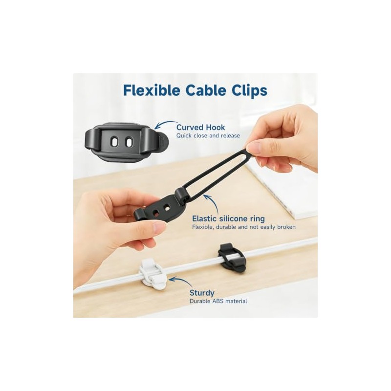 Adjustable Cable Management Clips - Self Adhesive Cord Organizer