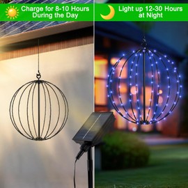 Solar String Light Garden, Metal Solar Lantern Lights 8 Modes 120 LEDs Waterproof Hanging Lights with Remote Solar Ornaments Lantern Lights for Outdoor Christmas Wedding Party Decoration