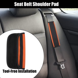 X AUTOHAUX 2pcs Universal Seat Belt Shoulder Pad Faux Leather Car Safety Strap Covers Neck Mat for Comfortable Driving Black Orange