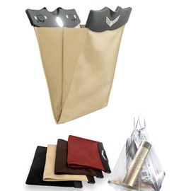 Zakya Car Trash Can, Car Accessories, Convenient Goods, Car Trash Can, Seat Bag Pocket, Car Storage, Car Storage Case, Small Items, LED Light, PU Leather, Hand Bag Included (Beige)