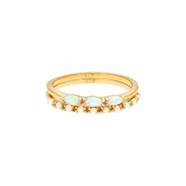 Elli Women's Ring Set with Synthetic Opal Vintage Look 925 Sterling Silver Gold-Plated, 52, Opal