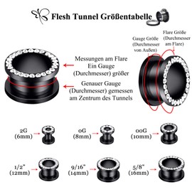 D&Min Jewelry Set of 8 Mixed Styles Screw Top Stainless Steel Flesh Tunnel Ear Piercing, Stainless Steel