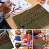 skytowards 30 Compartments Pencil Roll Pencil Case Canvas Brush Bag