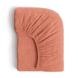 ROMY RO Muslin Crib Sheets, 100% Organic Cotton, Breathable and Ultra-Soft, Standard Crib Sheet Mattress (28"x 52") for Girls and Boys, Neutral Fitted Baby Crib Sheet (Brick Red)