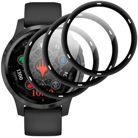 Beukei Tempered Glass Screen Protector for Garmin Vivoactive 4s, 9H Hardness, HD Clear, Bubble-Free, Anti-Scratch, Tempered Glass Screen Protector Film, Pack of 3