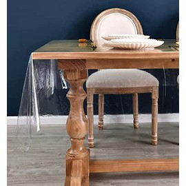 Best House Clear PVC Table Protector, Waterproof, Oil Proof Transparent Table Cover Clear Plastic Table Cloth Cover for Kitchen Coffee Office Dining Table (L x W)(100 X 137cm)