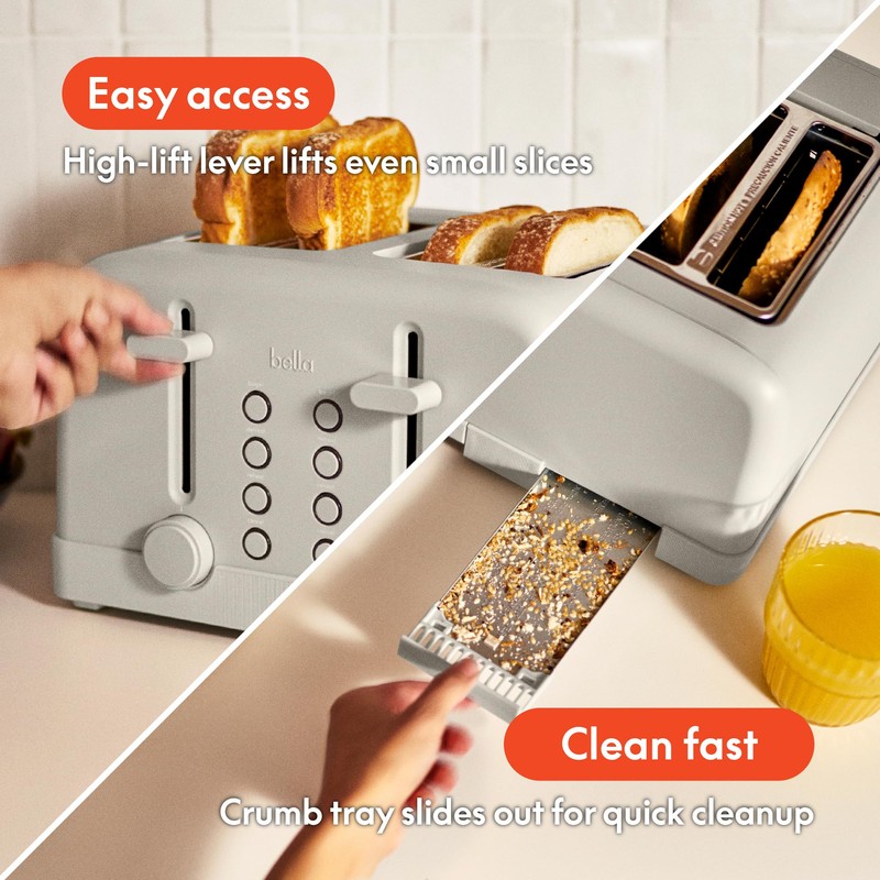bella 4 Slice Toaster, 6 Setting Shade Control with Reheat