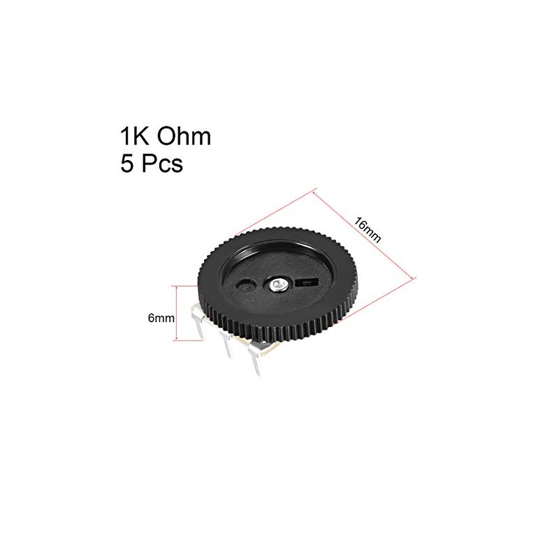 uxcell 1K Ohm Dial Wheel Potentiometer for Audio Stereo Volume