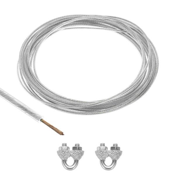 TOP-VIGOR 2mm Vinyl Coated Wire Rope, 6m / 20ft Galvanized