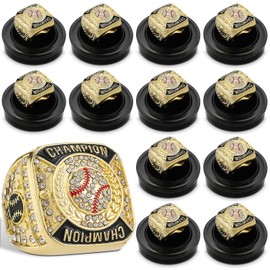 12 Pcs Baseball Championship Rings & Trophy Display Set