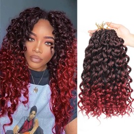 Datanala GoGo Curl Crochet Hair 14 Inch Water Wave Crochet Hair 8 Packs Ombre Beach Curl Crochet Braiding Hair Synthetic Extensions For Women (TBUG, 14inch(8packs))