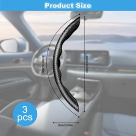Carbon Fibre Steering Wheel Cover 3PCS Black Car Steering Wheel Covers - Anti-Slip Segmented Steering Wheel Protector, Universal Fit for 14-16 Inch O/D-Shaped Wheels, Car Interior Accessories for Cars