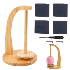 1 Pc Wool Unwinder, Rotating Magnetic Wooden Wool Ball Holder, Yarn Roll Holder, Wooden Yarn Holder, with 1 Screwdriver 2 Screws 4 Anti-Skid Pads