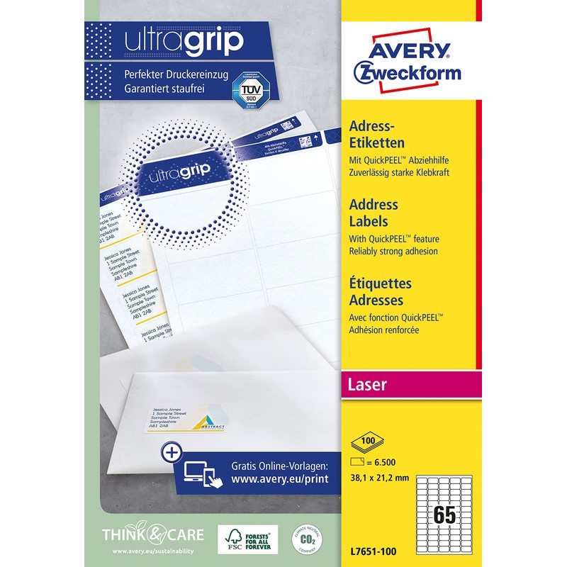 Avery Zweckform L7651-100 Mini Labels 38.1 x 21.2 mm for