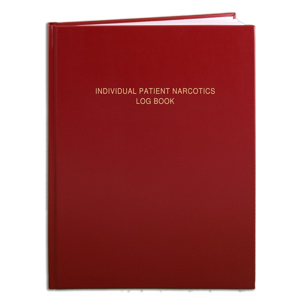 BookFactory Patient Narcotics Log Book/Controlled Substance LogBook/Individual Patient's Narcotic Record Register - 120 Pages - 8 1/2" x 11", Red Cover, Smyth Sewn Hardbound (LOG-120-7CS-A(Patient_Narcotics))