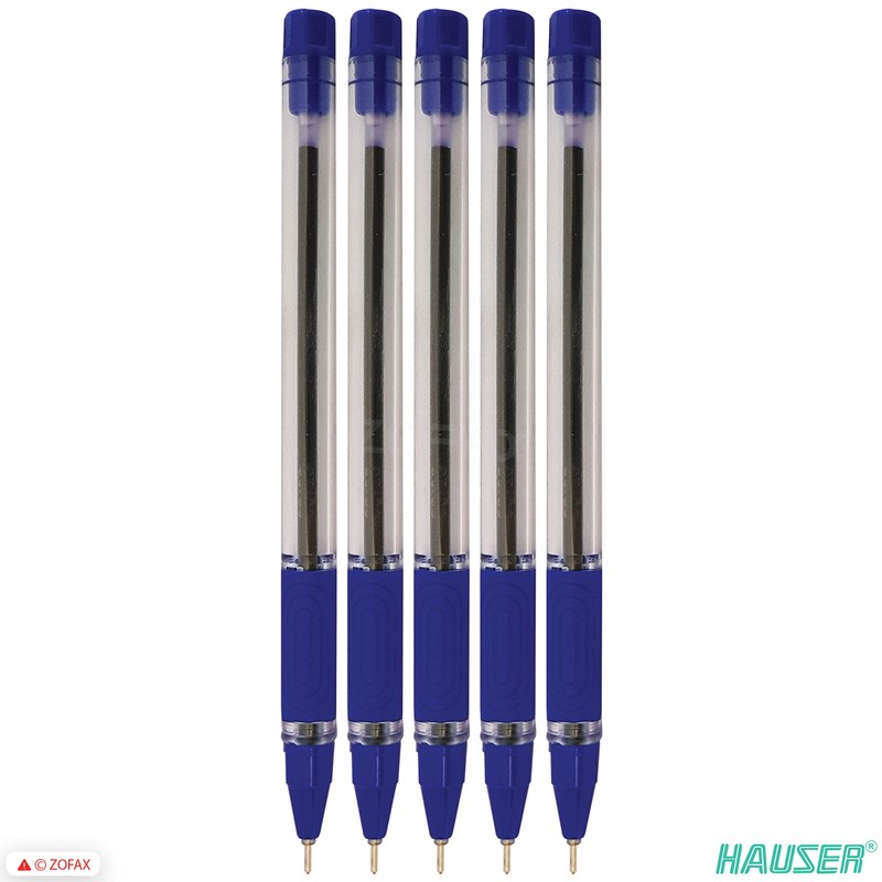 HAUSER Fix 5 x 0.7mm BLUE Smooth Ballpoint Pens Soft