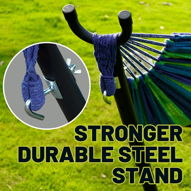 YKTEEDENS Hammock with Stand for Outside, 450lb Steel Frame, Blue