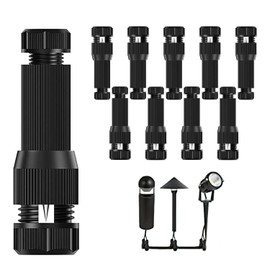 Ikakon 10 Pcs Low Voltage Wire Connector, 10/12/14/16/18 Gauge Cables Compatible，Waterproof Low Voltage Landscape Lighting Cable Connectors for Landscape Lighting/Pathway Light/Spotlight,UL Listed