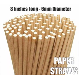 250 Paper Straws Cardboard Brown Kraft in Box Recycle Biodegradable Compostable Drinking Straws 1 Box