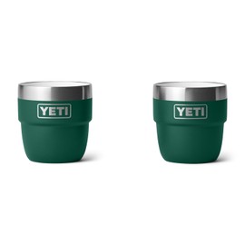 YETI Rambler 4 oz Stackable Cup, Stainless Steel, Vacuum Insulated Espresso/Coffee Cup, 2 Pack, Black Forest Green