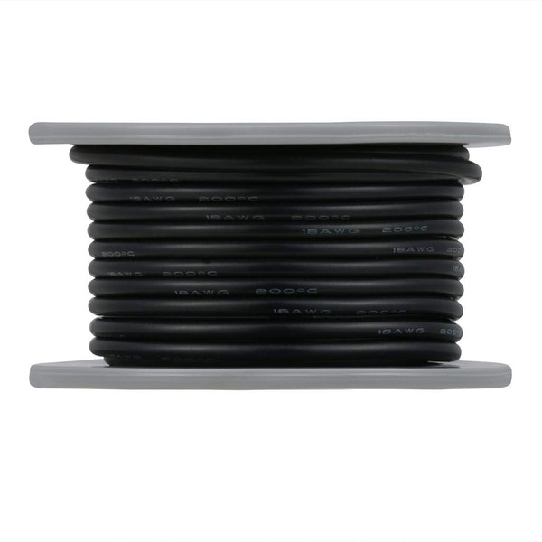 BINNEKER 18 Gauge Silicone Wire Spool Black 50 feet Ultra