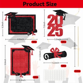 21pcs 2025 Graduation Centerpieces for Table Decoration, Class of 2025 Grad Photo Centerpiece for Graduation Party Decoration (Red)