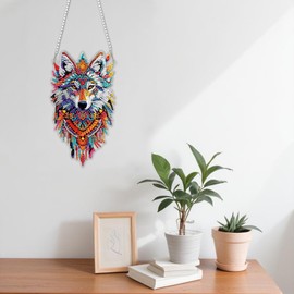 NAIMOER DIY Hanging Diamond Art Kits for Adults, Wolf Diamond Painting Kits, Special Shaped Rhinestone, Acrylic 5D Gem Art Craft Window Pendants Home Garden Wall Hanging Ornament Kits