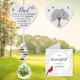 Vetbuosa Memorial Crystal Suncatcher,Memorial Gifts for Loss of Dad,Bereavement Gifts for Loss of Father,Hanging Crystals Ornament for Window Rainbow Maker Prisms Home Decor Gift