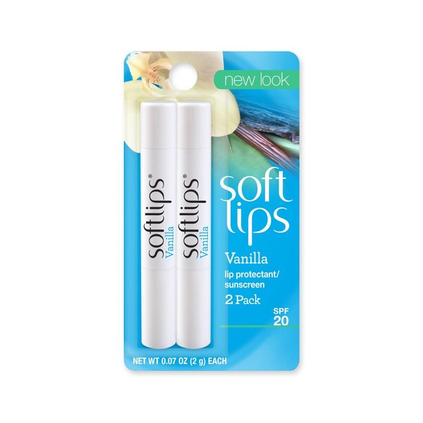 Softlips Lip Balm Protectant Value Pack, SPF 20, Vanilla, 2-Count 0.07-Ounce Tubes (Pack of 6)