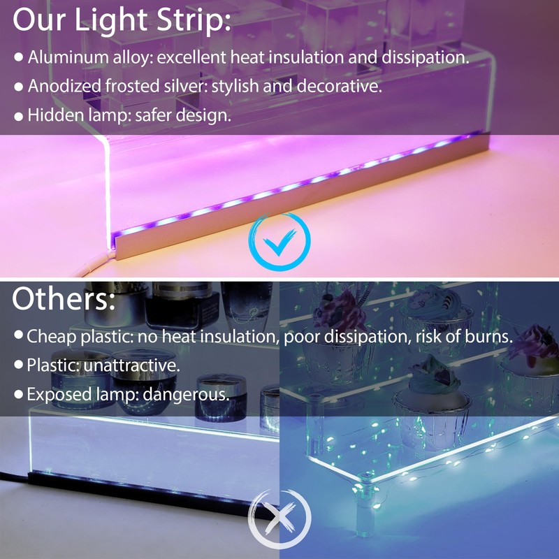 16” Acrylic Display Organizer with LED Light - 3 Tier