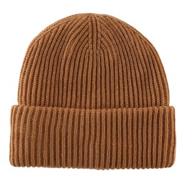 Home Prefer Rib Knit Beanie Hat for Men and Women (US, Alpha, One Size, Camel)