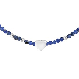 AeraVida The Vibrant Colors of Love .925 Sterling Silver Heart and Simulated Blue Lapis-Lazuli Charm Bracelet | Classic Sterling Silver Bangle Bracelet for Women | Gift for Special Day