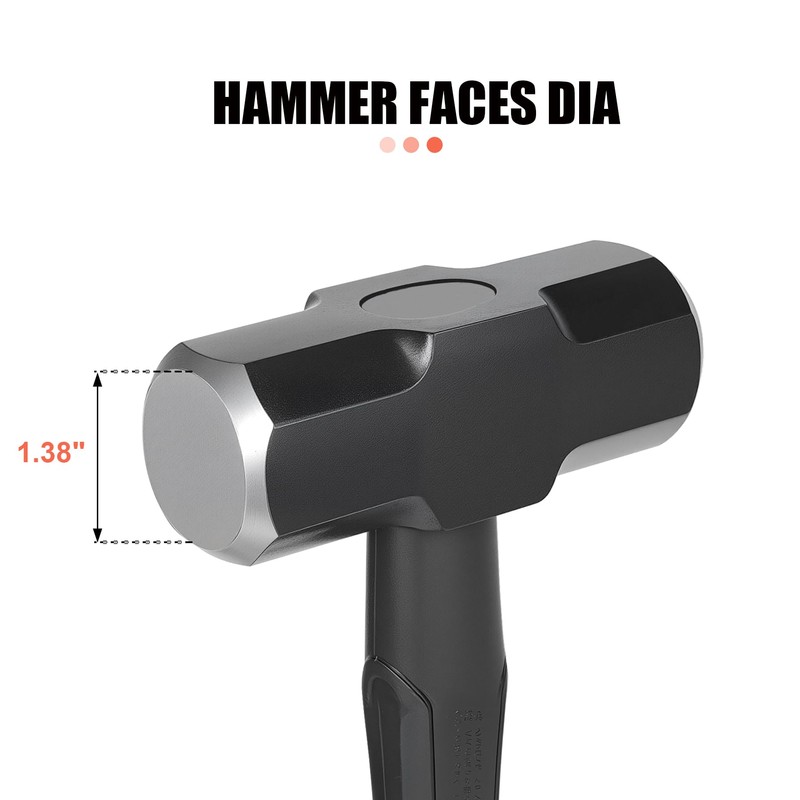 3lb Sledge Hammer - Heavy Duty Drilling Hammer with Forged
