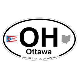 US Decal, Inc. Ottawa, Ohio Oval Sticker with State Flag