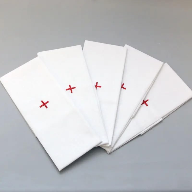 Single Altar Linen White Church Purificator 100% Cotton with Red