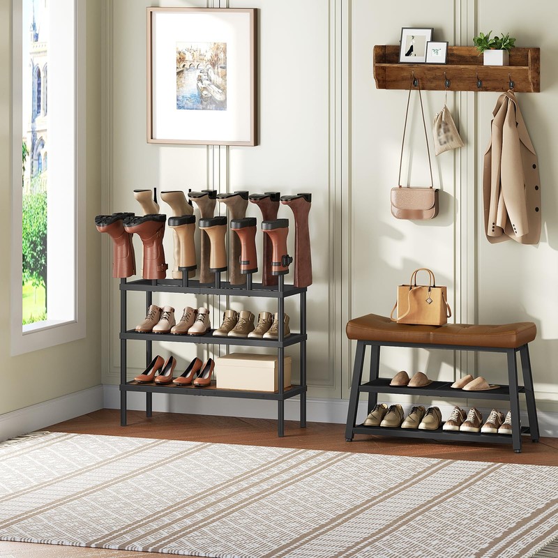 YATINEY Free Standing Shoe Rack, Tall Boots Rack Organizer, Boot