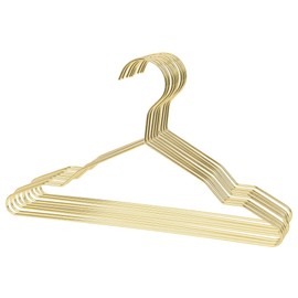 Harbour Housewares Metal Coat Hangers - Gold - 10x Childrens Wire Clothes Hangers with Trouser Bar and Non Slip Shoulder Notches for Jacket, Suit, Jumper, Dress Wardrobe Storage